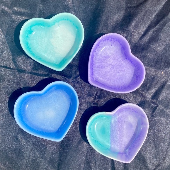 Tie Dye Jewelry Dishes / Square and Heart Shaped Trays / Handmade Pastel Dish - Picture 8 of 17